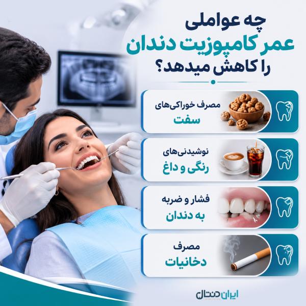 چه عواملی عمر کامپوزیت دندان را کاهش میدهد؟