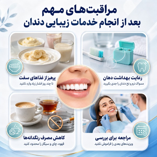 مراقبت های مهم بعد از خدمات زیبایی دندان در مازندران
