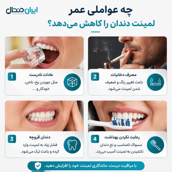 چه عواملی عمر لمینت دندان را کاهش میدهد؟